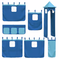 vidaXL Bunk Bed with Slide and Curtains Kids Twin Sleeper Bed Pink 90x200 cm - brown and blue, 90 x 200 cm - Additional view 5