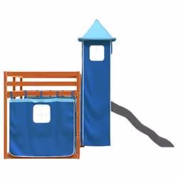 vidaXL Bunk Bed with Slide and Curtains Kids Twin Sleeper Bed Pink 90x200 cm - brown and blue, 90 x 200 cm - Additional view 8