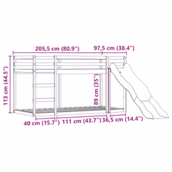 vidaXL Bunk Bed with Slide and Curtains Kids Twin Sleeper Bed Pink 90x200 cm - brown and pink, 90 x 200 cm - Additional view 3