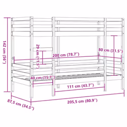 vidaXL Bunk Bed Loft Bed Bedroom Bed Frame White 80x200 cm Solid Wood Pine