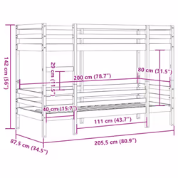 vidaXL Bunk Bed Loft Bed Kids Bed Frame Wax Brown 80x200 cm Solid Wood Pine