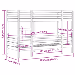 vidaXL Bunk Bed Loft Bed Bedroom Kids Bed Frame 90x200 cm Solid Wood Pine - Additional view 9