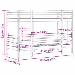 vidaXL Bunk Bed Loft Bed Bedroom Kids Bed Frame 90x190 cm Solid Wood Pine