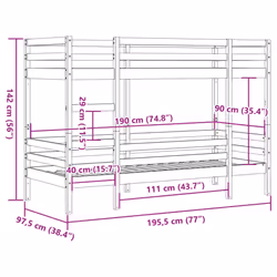 vidaXL Bunk Bed Loft Bed Bedroom Bed Frame White 90x190 cm Solid Wood Pine