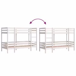 vidaXL Bunk Bed Loft Bed Bedroom Bed Frame White 90x190 cm Solid Wood Pine - Additional view 7