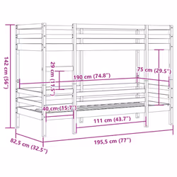 vidaXL Bunk Bed Loft Bed Bedroom Bed Frame White 75x190 cm Solid Wood Pine - Additional view 3