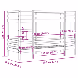 vidaXL Bunk Bed Loft Bed Kids Bed Frame Wax Brown 75x190 cm Solid Wood Pine
