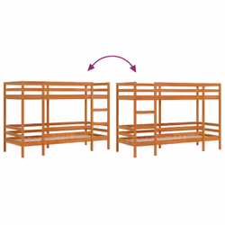 vidaXL Bunk Bed Loft Bed Kids Bed Frame Wax Brown 75x190 cm Solid Wood Pine - Additional view 7