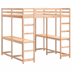 vidaXL Loft Bed with Desk and Ladder Mid Sleeper 180x200 cm Solid Wood Pine - Additional view 2