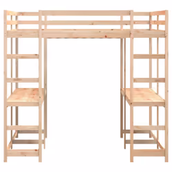 vidaXL Loft Bed with Desk and Ladder Mid Sleeper 180x200 cm Solid Wood Pine - Additional view 4