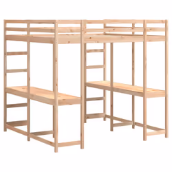 vidaXL Loft Bed with Desk and Ladder Mid Sleeper 180x200 cm Solid Wood Pine - Additional view 6