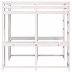 vidaXL Loft Bed with Desk and Ladder Bed Base White 140x200 cm Solid Wood Pine - Additional view 5