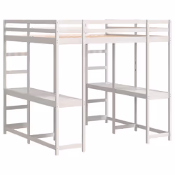 vidaXL Loft Bed with Desk and Ladder Bed Base White 140x200 cm Solid Wood Pine - Additional view 6