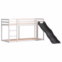 vidaXL Bunk Bed with Slide and Ladder Loft Bed White 90x200 cm Solid Wood Pine