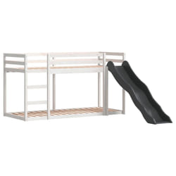 vidaXL Bunk Bed with Slide and Ladder Loft Bed White 90x200 cm Solid Wood Pine