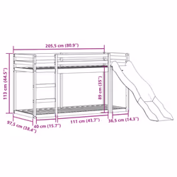 vidaXL Bunk Bed with Slide and Ladder Loft Bed White 90x200 cm Solid Wood Pine