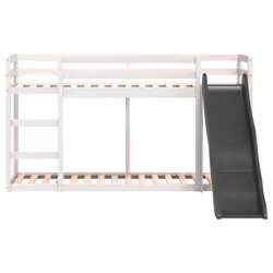 vidaXL Bunk Bed with Slide and Ladder Loft Bed White 90x200 cm Solid Wood Pine - Additional view 4