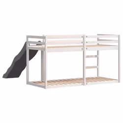 vidaXL Bunk Bed with Slide and Ladder Loft Bed White 90x200 cm Solid Wood Pine - Additional view 6