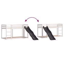 vidaXL Bunk Bed with Slide and Ladder Loft Bed White 90x200 cm Solid Wood Pine - Additional view 7