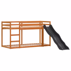 vidaXL Bunk Bed with Slide and Ladder Wax Brown 90x200 cm Solid Wood Pine