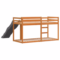 vidaXL Bunk Bed with Slide and Ladder Wax Brown 90x200 cm Solid Wood Pine - Additional view 6