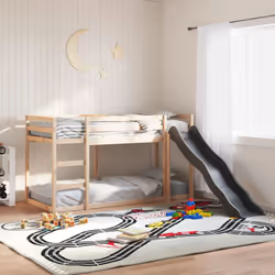 vidaXL Bunk Bed with Slide and Ladder Loft Bed Frame 90x190 cm Solid Wood Pine
