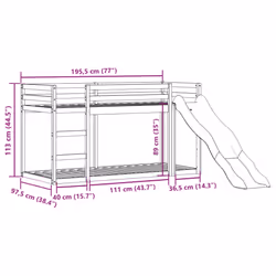 vidaXL Bunk Bed with Slide and Ladder Loft Bed Frame 90x190 cm Solid Wood Pine