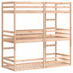vidaXL Triple Bunk Bed Loft Bed Bedroom Bed Frame 80x200 cm Solid Wood Pine - Additional view 6
