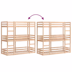 vidaXL Triple Bunk Bed Loft Bed Bedroom Bed Frame 80x200 cm Solid Wood Pine - Additional view 7