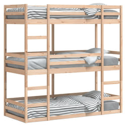vidaXL Triple Bunk Bed Loft Bed Bedroom Bed Frame 90x200 cm Solid Wood Pine