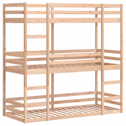 vidaXL Triple Bunk Bed Loft Bed Bedroom Bed Frame 90x200 cm Solid Wood Pine