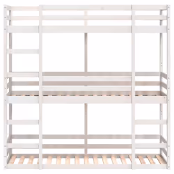 vidaXL Tripe Bunk Bed Loft Bed Kids Bed Frame White 90x200 cm Solid Wood Pine - Additional view 4