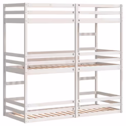 vidaXL Tripe Bunk Bed Loft Bed Kids Bed Frame White 90x200 cm Solid Wood Pine - Additional view 6