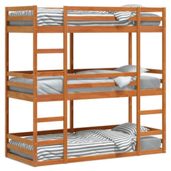 vidaXL Triple Bunk Bed Loft Bed Bed Frame Wax Brown 90x200 cm Solid Wood Pine
