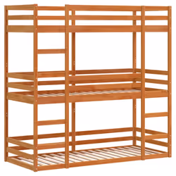 vidaXL Triple Bunk Bed Loft Bed Bed Frame Wax Brown 90x200 cm Solid Wood Pine