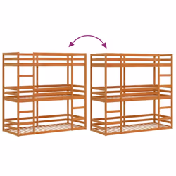 vidaXL Triple Bunk Bed Loft Bed Bed Frame Wax Brown 90x200 cm Solid Wood Pine - Additional view 7
