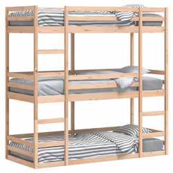 vidaXL Triple Bunk Bed Loft Bed Bedroom Bed Frame 90x190 cm Solid Wood Pine