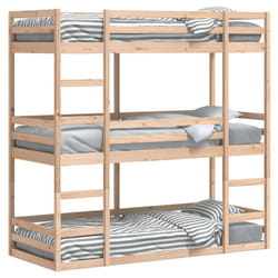 vidaXL Triple Bunk Bed Loft Bed Bedroom Bed Frame 90x190 cm Solid Wood Pine