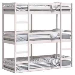 vidaXL Tripe Bunk Bed Loft Bed Kids Bed Frame White 90x190 cm Solid Wood Pine