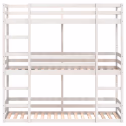 vidaXL Tripe Bunk Bed Loft Bed Kids Bed Frame White 90x190 cm Solid Wood Pine - Additional view 4