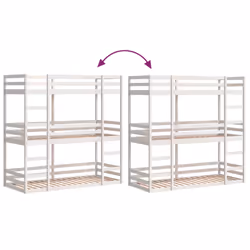 vidaXL Tripe Bunk Bed Loft Bed Kids Bed Frame White 90x190 cm Solid Wood Pine - Additional view 7