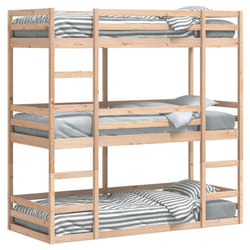 vidaXL Triple Bunk Bed Loft Bed Bedroom Bed Frame 75x190 cm Solid Wood Pine