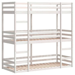 vidaXL Tripe Bunk Bed Loft Bed Kids Bed Frame White 75x190 cm Solid Wood Pine