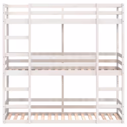 vidaXL Tripe Bunk Bed Loft Bed Kids Bed Frame White 75x190 cm Solid Wood Pine - Additional view 4