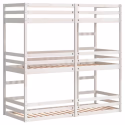 vidaXL Tripe Bunk Bed Loft Bed Kids Bed Frame White 75x190 cm Solid Wood Pine - Additional view 6