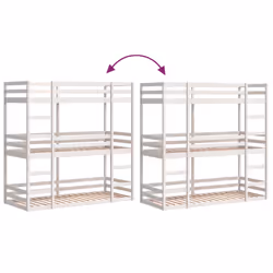 vidaXL Tripe Bunk Bed Loft Bed Kids Bed Frame White 75x190 cm Solid Wood Pine - Additional view 7
