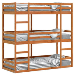 vidaXL Triple Bunk Bed Loft Bed Bed Frame Wax Brown 75x190 cm Solid Wood Pine