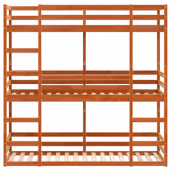 vidaXL Triple Bunk Bed Loft Bed Bed Frame Wax Brown 75x190 cm Solid Wood Pine - Additional view 4