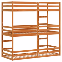 vidaXL Triple Bunk Bed Loft Bed Bed Frame Wax Brown 75x190 cm Solid Wood Pine - Additional view 6