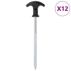 vidaXL Tent Pegs Ground Peg Camping Peg 12 pcs 17 cm Ã7 mm Galvanised Steel - 17 cm/ 12 pcs